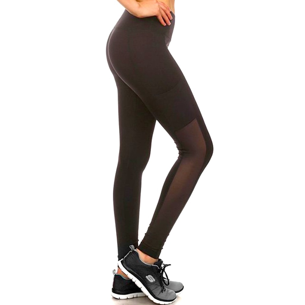 Pink Mint | Black Mesh-Panel Leggings